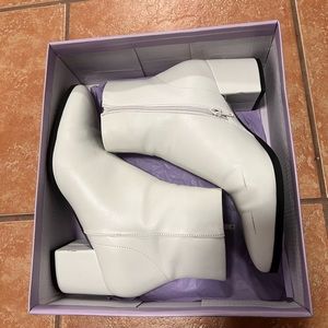 Madden Girl white ankle high boots